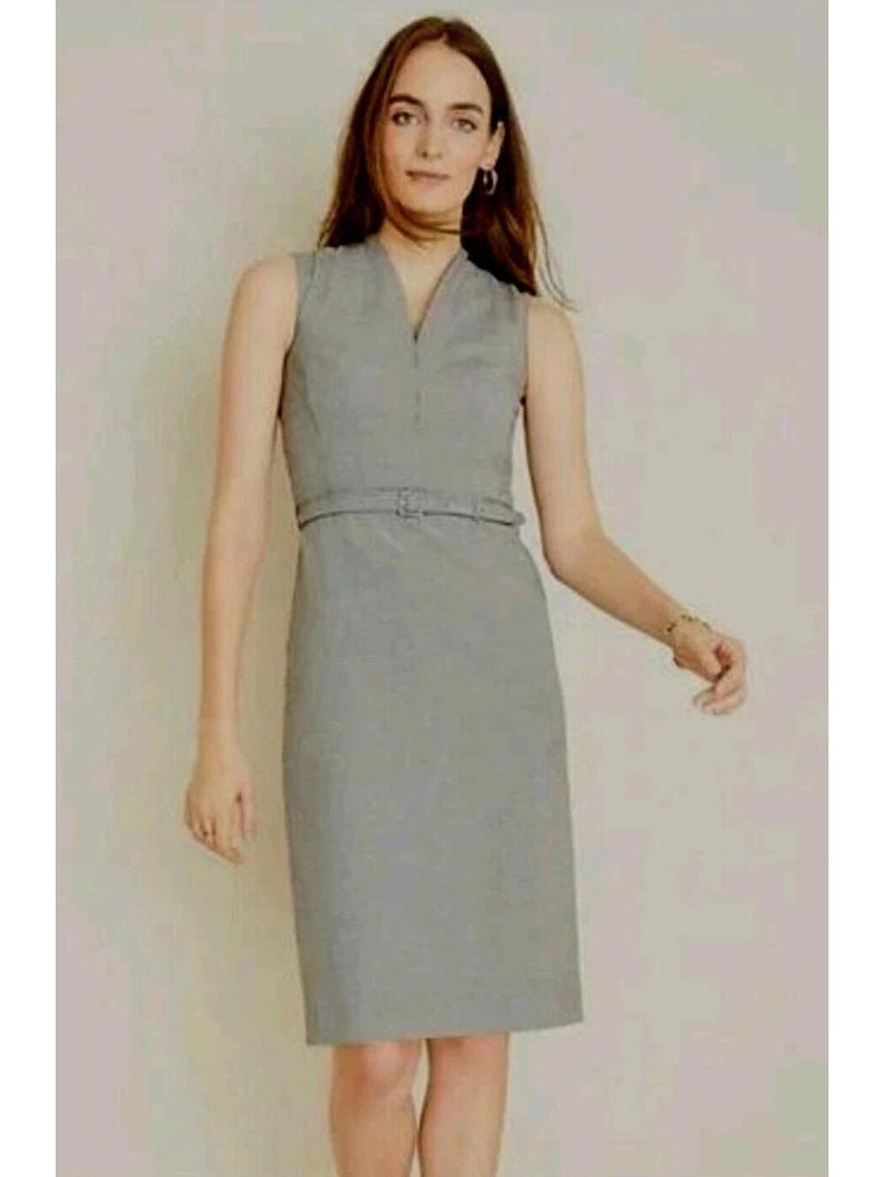 Ann Taylor 12 Sheath Pencil Dress Sleeveless career cocktail Belt Houndstooth